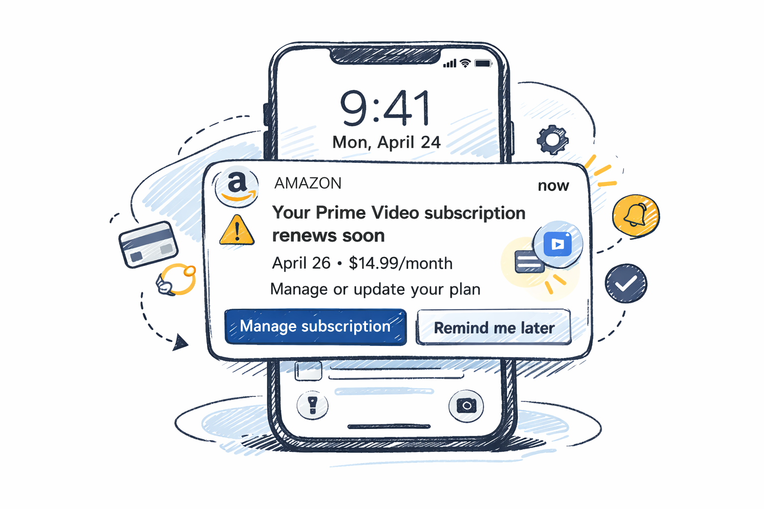 Customer notification that proactively explains a subscription renewal and provides clear actions