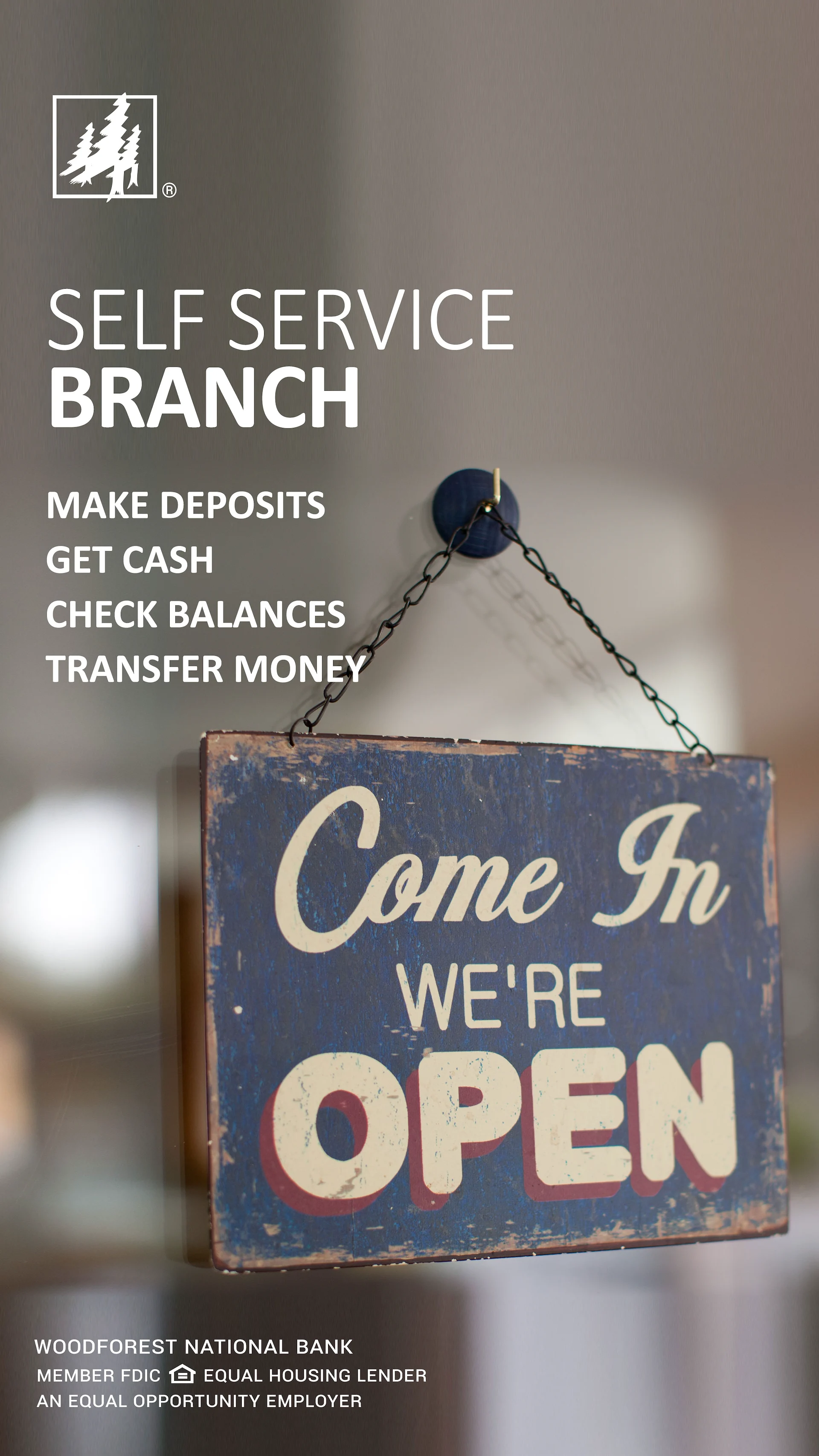 In-branch poster highlighting self service branch capabilities
