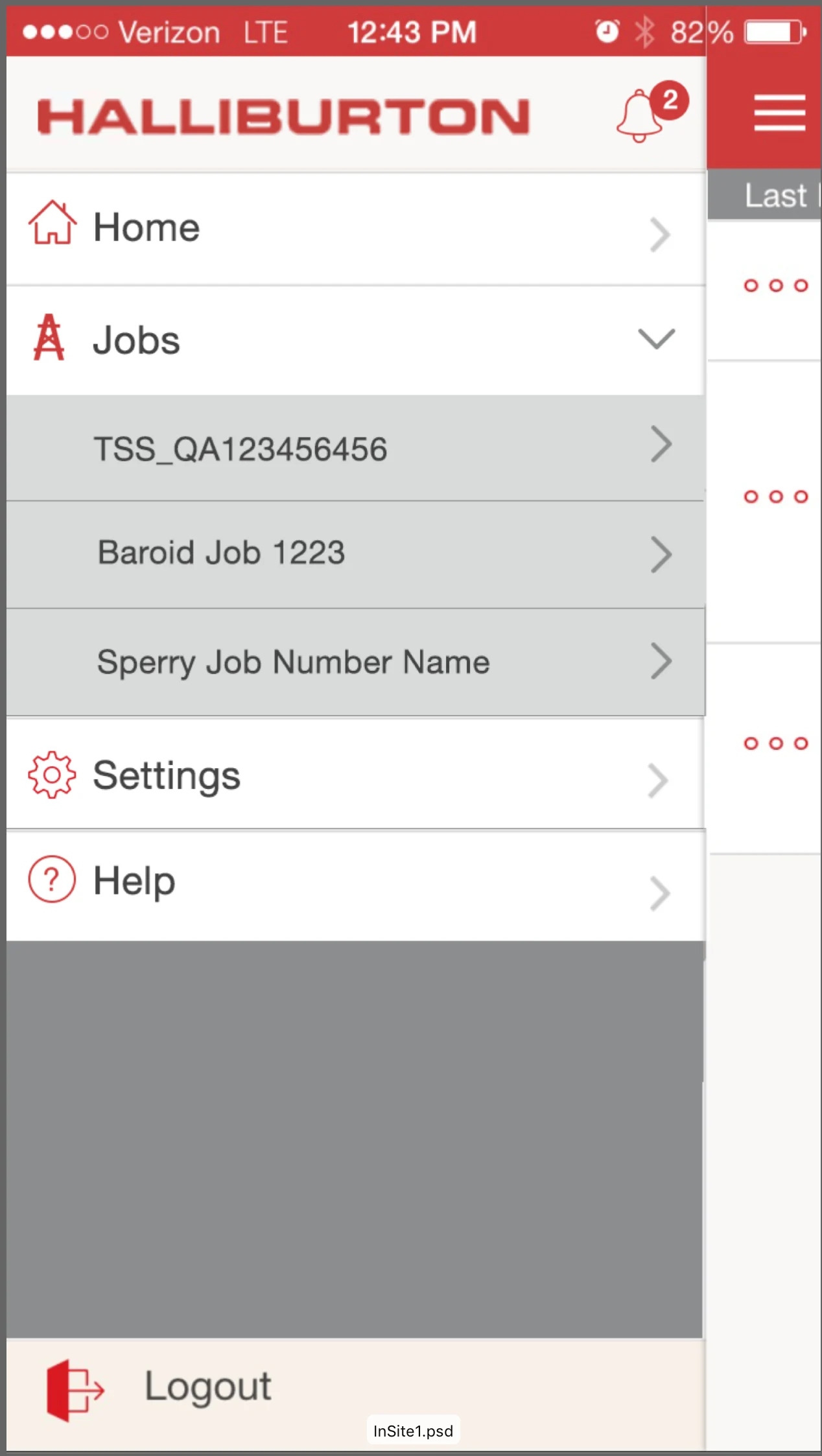 Mobile screen showing operational metrics and data visualization for field operations