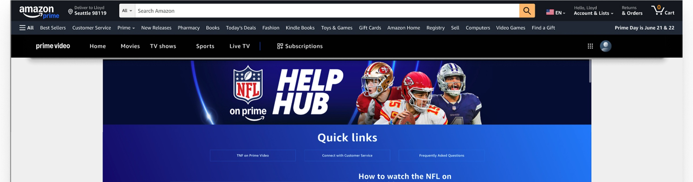 Before: navigation and quick links create competing paths